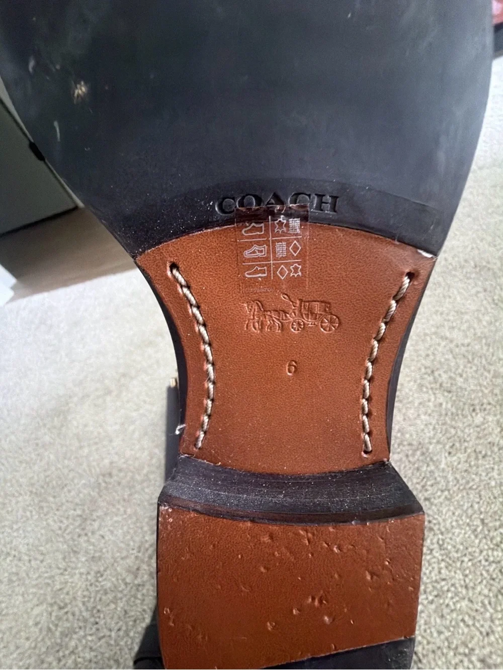 Coach Dark Brown Tall Leather Riding Boots with Side Zip
